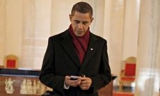 Obama on his BlackBerry
